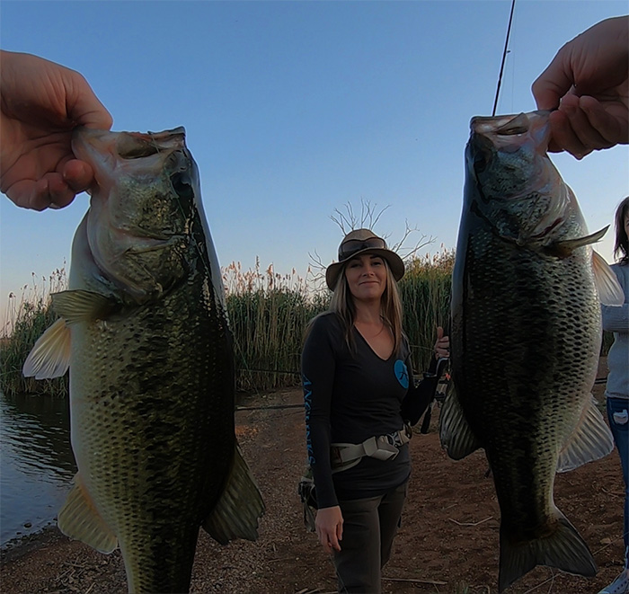 Martin and I managed to get hooked up at the same time while fishing at Rietvlei Dam, I think my bass was the bigger one...
