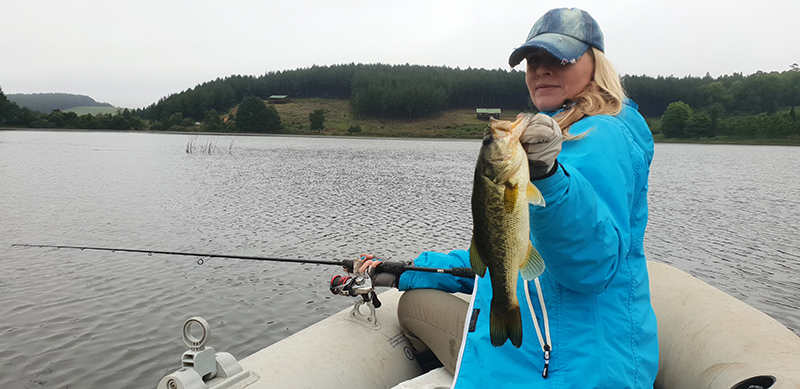 Stanford lake lodge bass cloudy day