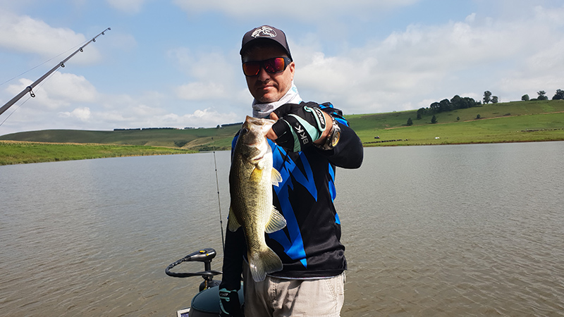 A bass caught while fishing at Mearns Dam