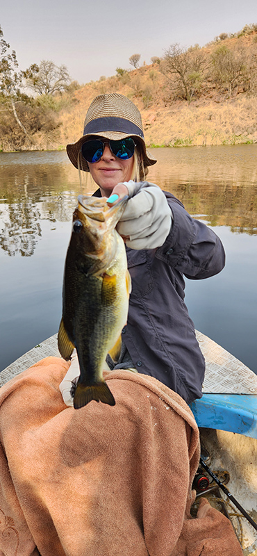 A nice bass caught from the boat at JB1 Fishing on the Olifants River