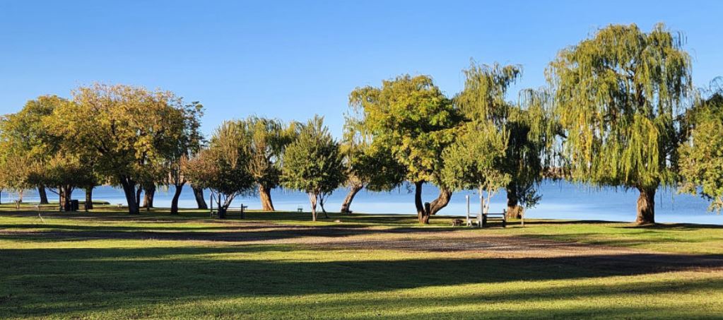 View of the fishing area at Rietspruit Dam Holiday Resort near Ventersdorp