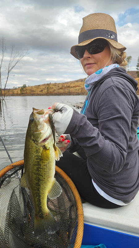Bass fishing among the submerged trees at Warmbad Dam