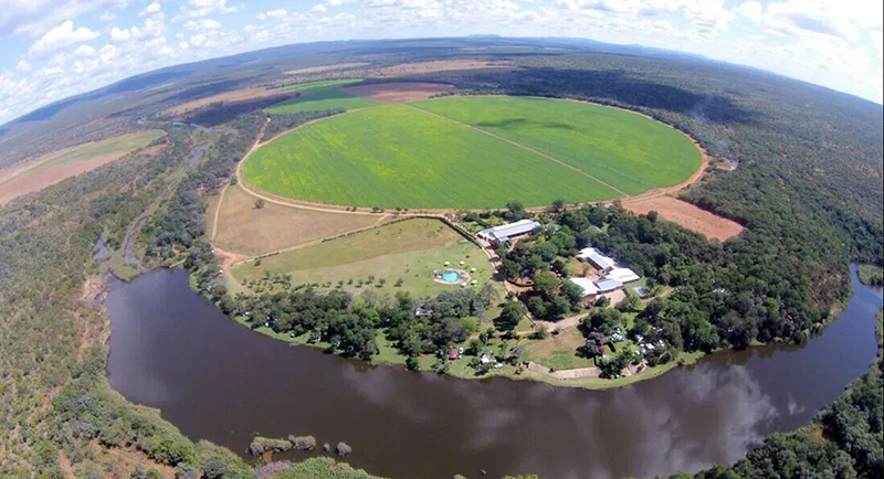 Aerial view of Waterberg Farmstay on the Mogol River, near Vaalwater