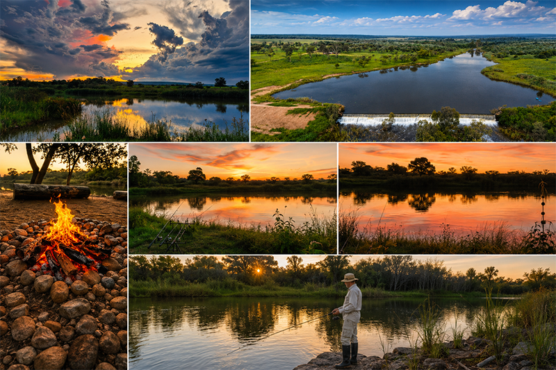 Sunset over the dams at Groendraai River Cottages, Vaalwater
