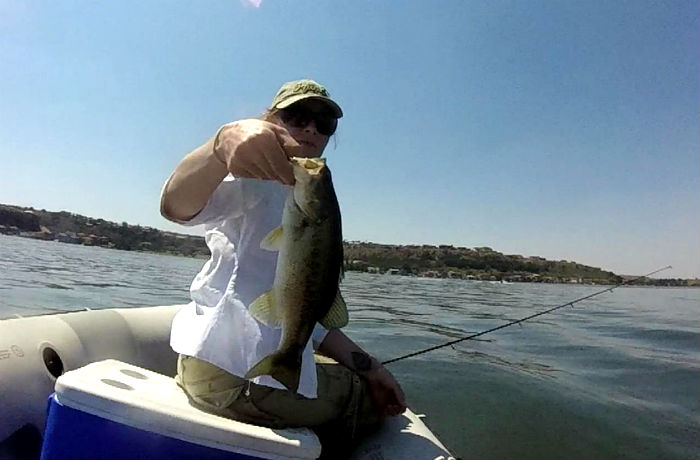 A bass caught at Baja Dam, Bronkhorstspruit Dam