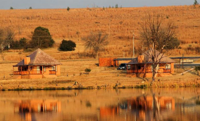 View of Rietvlei Dam chalets from the camping area
