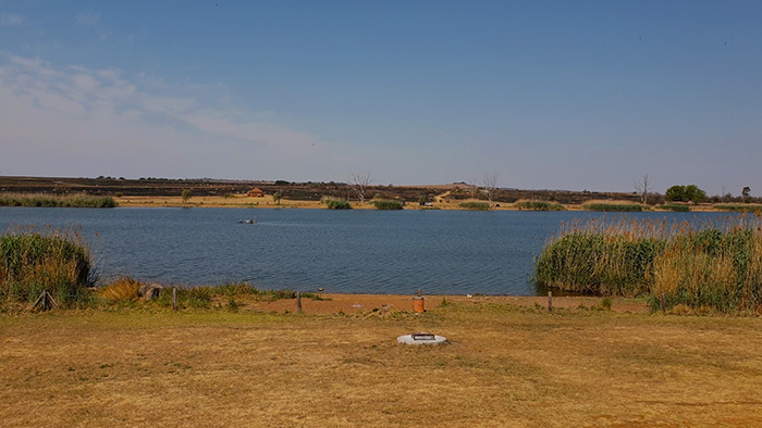 The view of the fishing area from our chalet at Rietvlei Dam